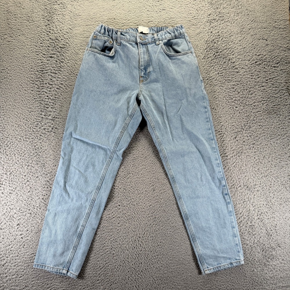 ASOS Jeans Mens 32x28 Blue Cotton Denim Tapered Elastic Waist Workwear Travel